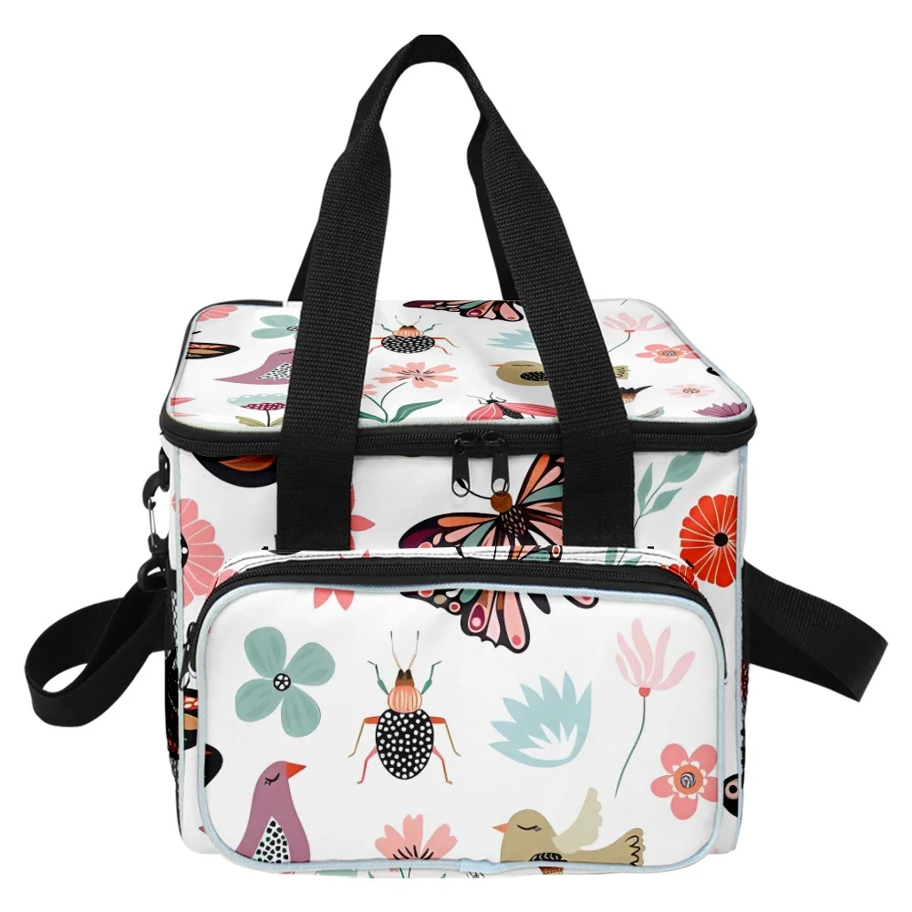 Cartoon Cool picnic Crossbody Flower butterflies insects More Big Lunch Bag 3D Print Thermal insulation Food Handbags Ice Bags