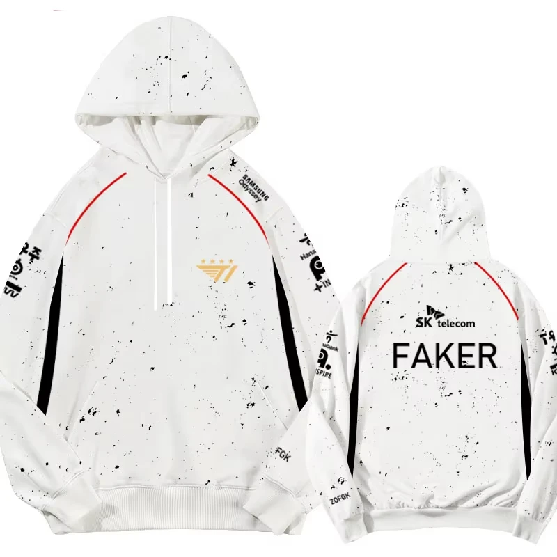 2024 New T1 Esports Team Uniform Hoodie League Of Legends World Finals Jersey Sweatshirt LOL Games Faker Fan Support Men Clothes