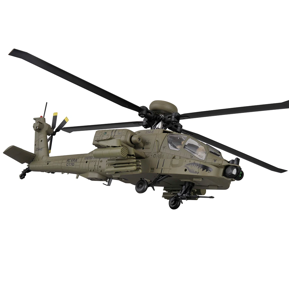 RC ERA 1/48 RC Helicopter 6CH Apache Plane One Key 3D Flight TOF Laser Optical Flow Altitude Hold One Key Takeoff Landing