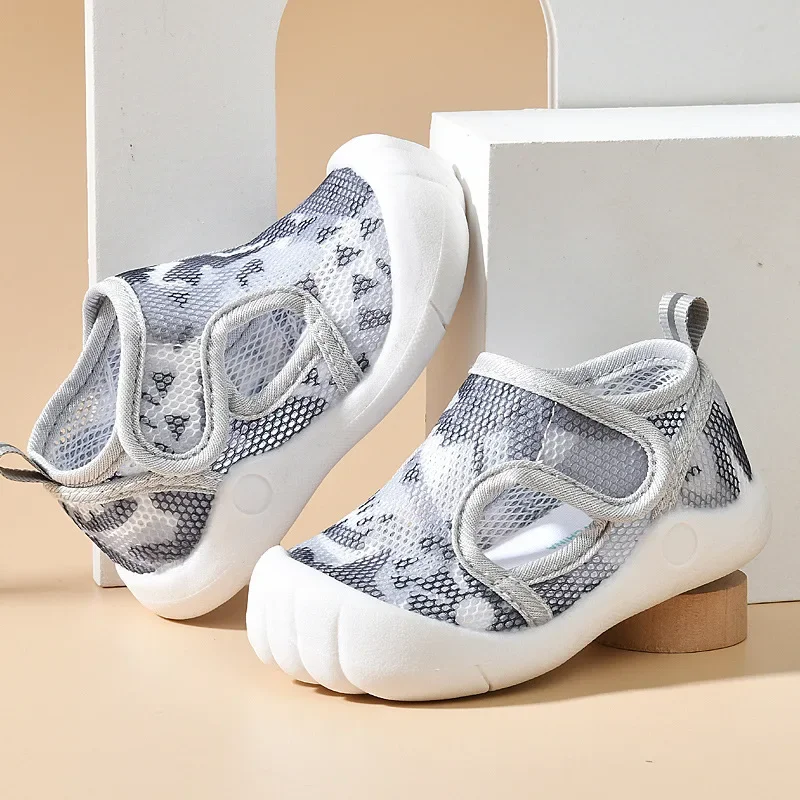 Sandales Garçon Fille Maille Respirante Baotou - Chaussures Apprentissage Marche Anti-Coups Semelle Antidérapante Plage