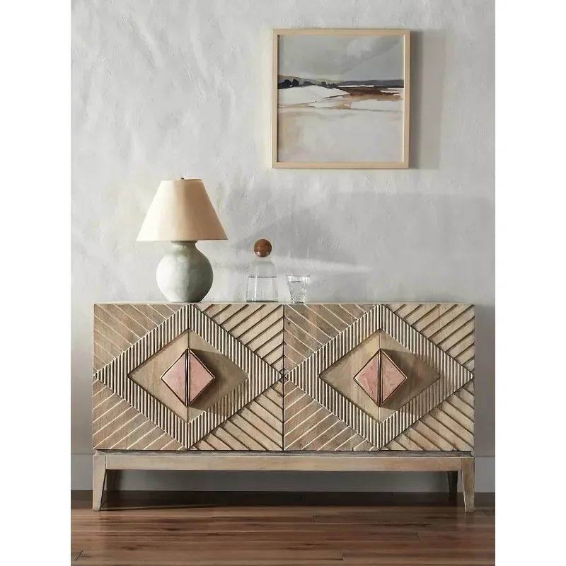French distressed solid wood entryway cabinet American country vintage decoration foyer cabinet classical storage dining side