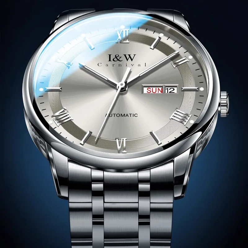 CARNIVAL Brand Mechanical Watch Luxury Sapphire Calendar MIYOTA Movement Automatic Wristwatches Waterproof for Man Montre Homme