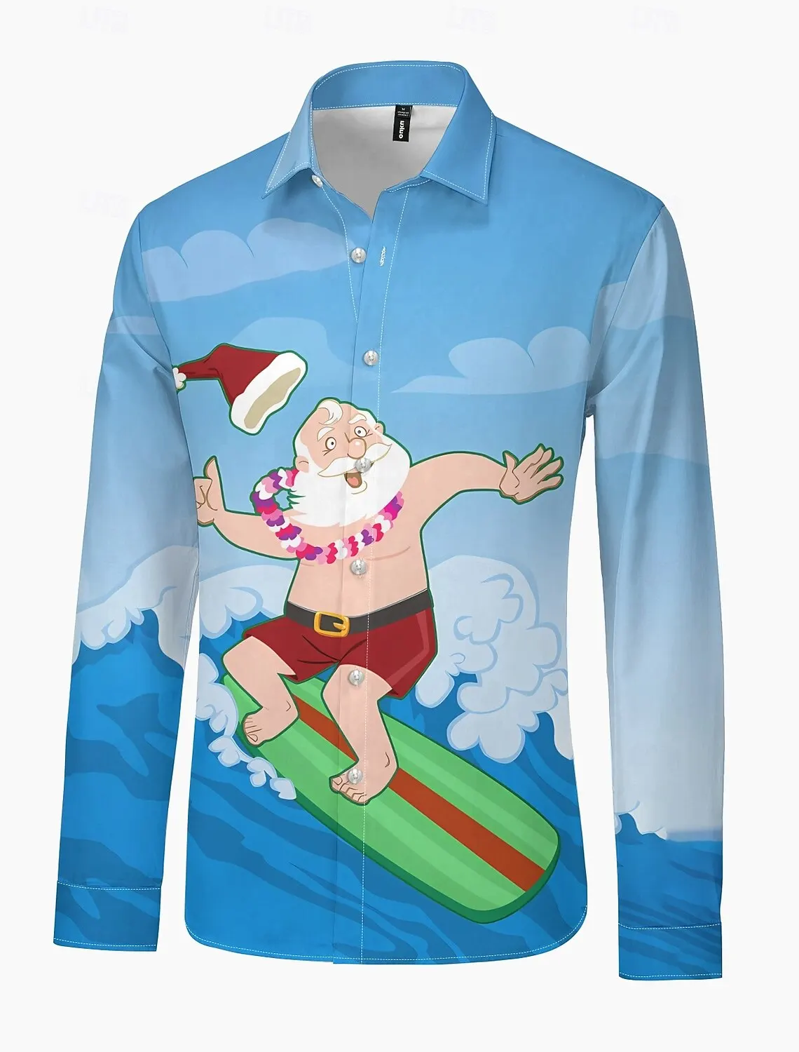 

Christmas Santa Claus Casual Men's Printed Shirts Long Sleeve Wear Daily Winter Spring & Fall Collared Shirts Button Up Printing