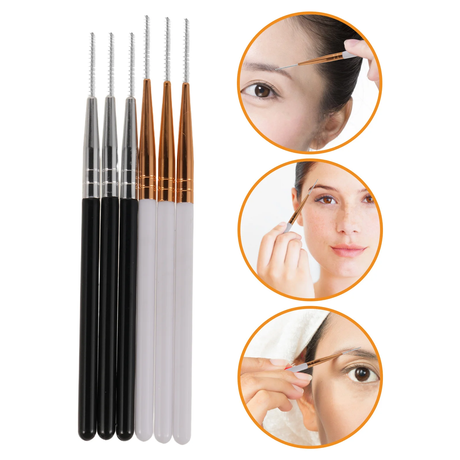

6Pcs Dual Use Eyelash and Brow Brush Ultra Thin Spiral Applicator for Lash Extensions Eyebrow Lamination Microbrush Reusable