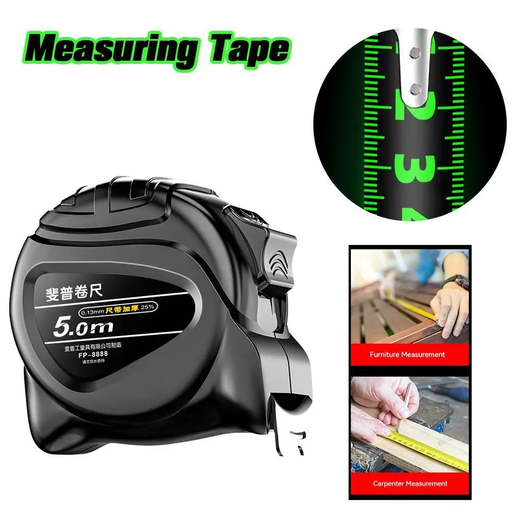 5/7.5/10m Fluorescent Steel Tape Measure Meter Wear-Resistant Thickened Measurement Ruler Multi-Use Measuring Distance Tool