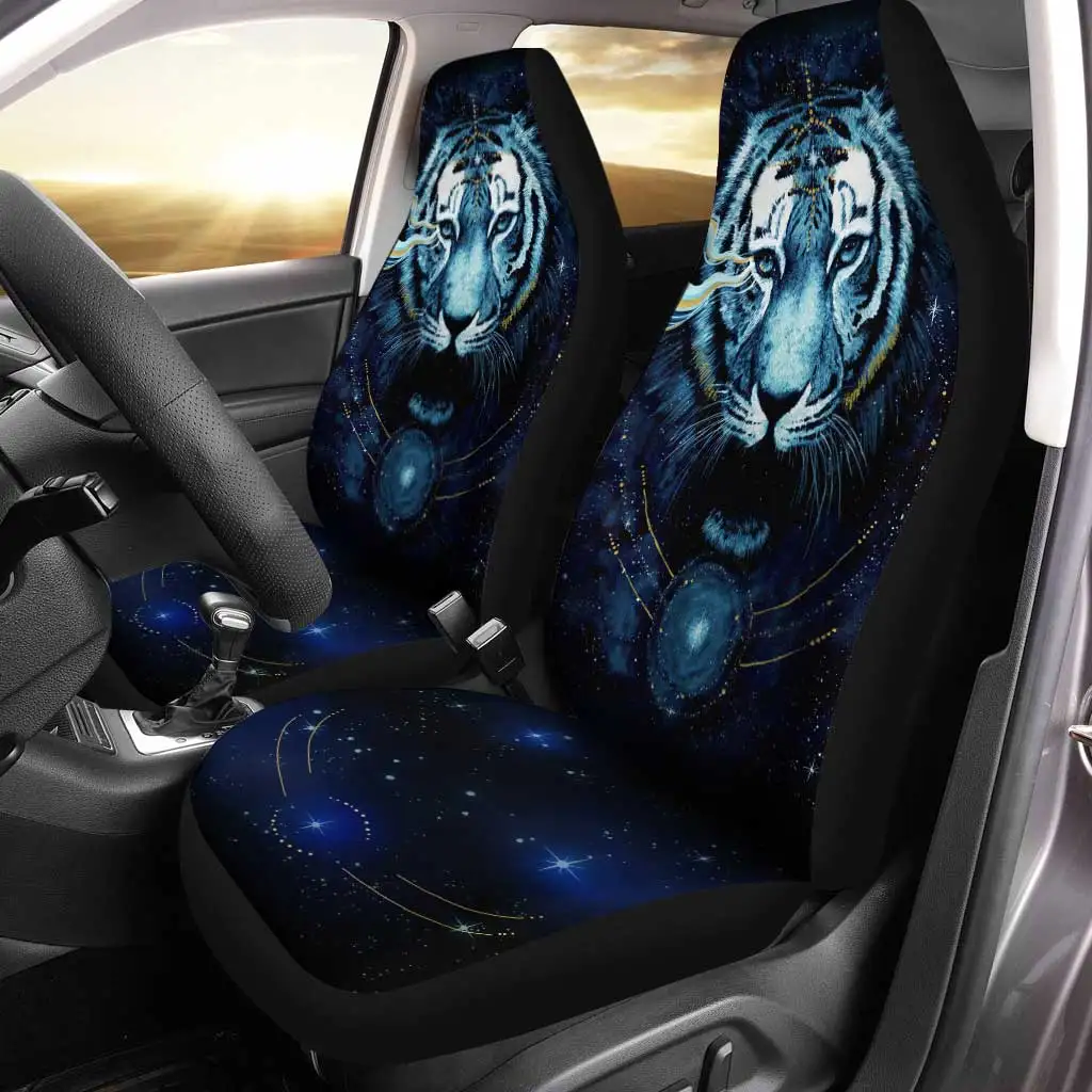 

Galaxy White Tiger Car Seat Covers Custom Animal Car Accessories,Pack of 2 Universal Front Seat Protective Cover