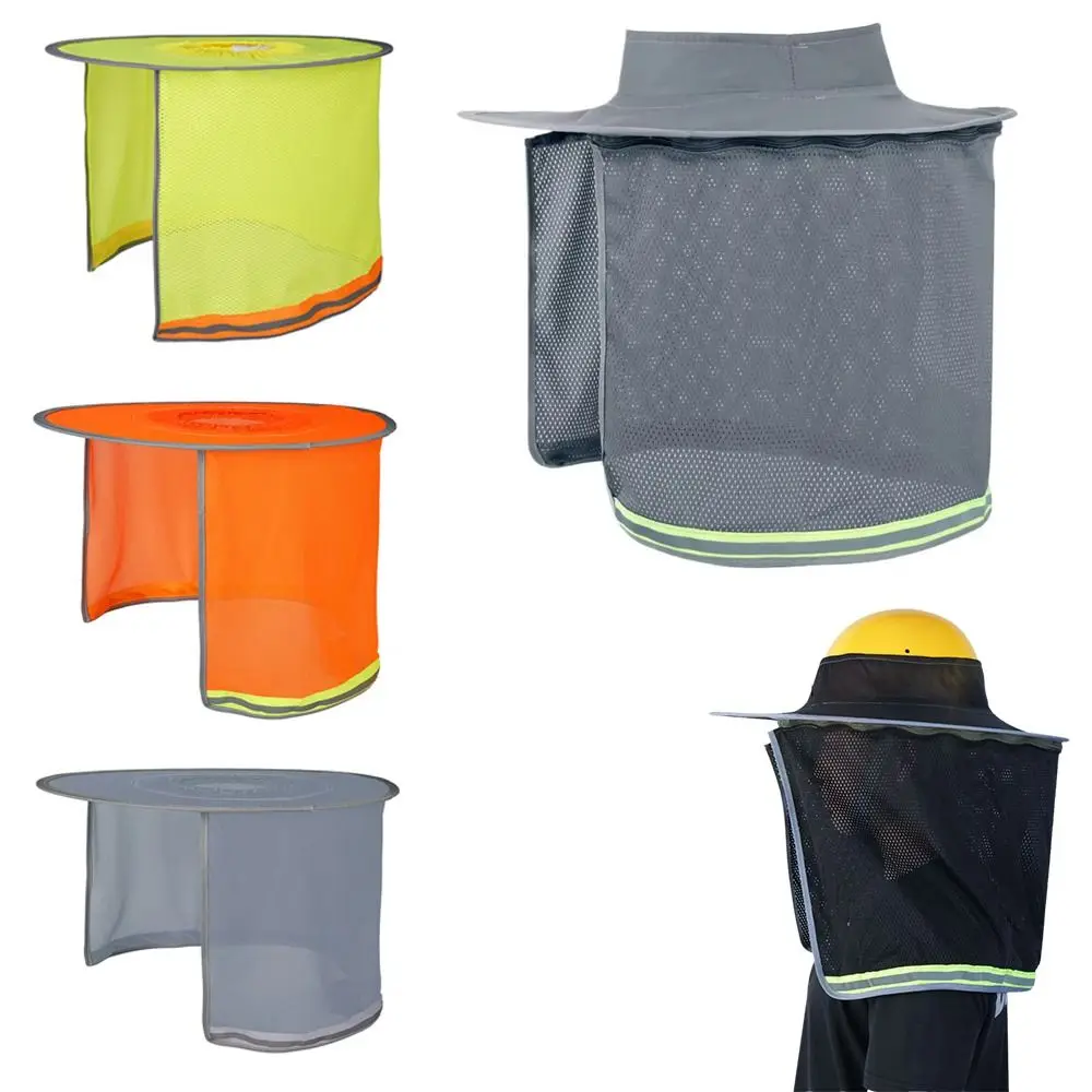 With Reflective Stripe Safety Hat Cap Visor Breathable Foldable Summer Sunshade Sun-proof Face and Neck Protection