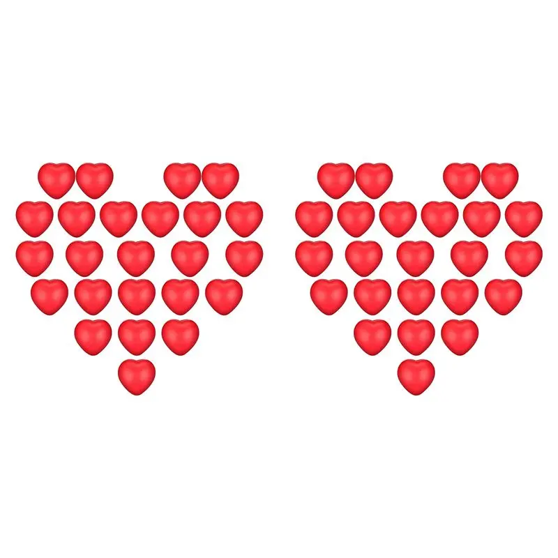 AINY-48 قطعة كرات ضغط على شكل قلب أحمر لعيد الحب ، كرات ضغط لمكافأة كرنفال المدرسة ، حقيبة حفلات عيد الحب حشو الهدايا