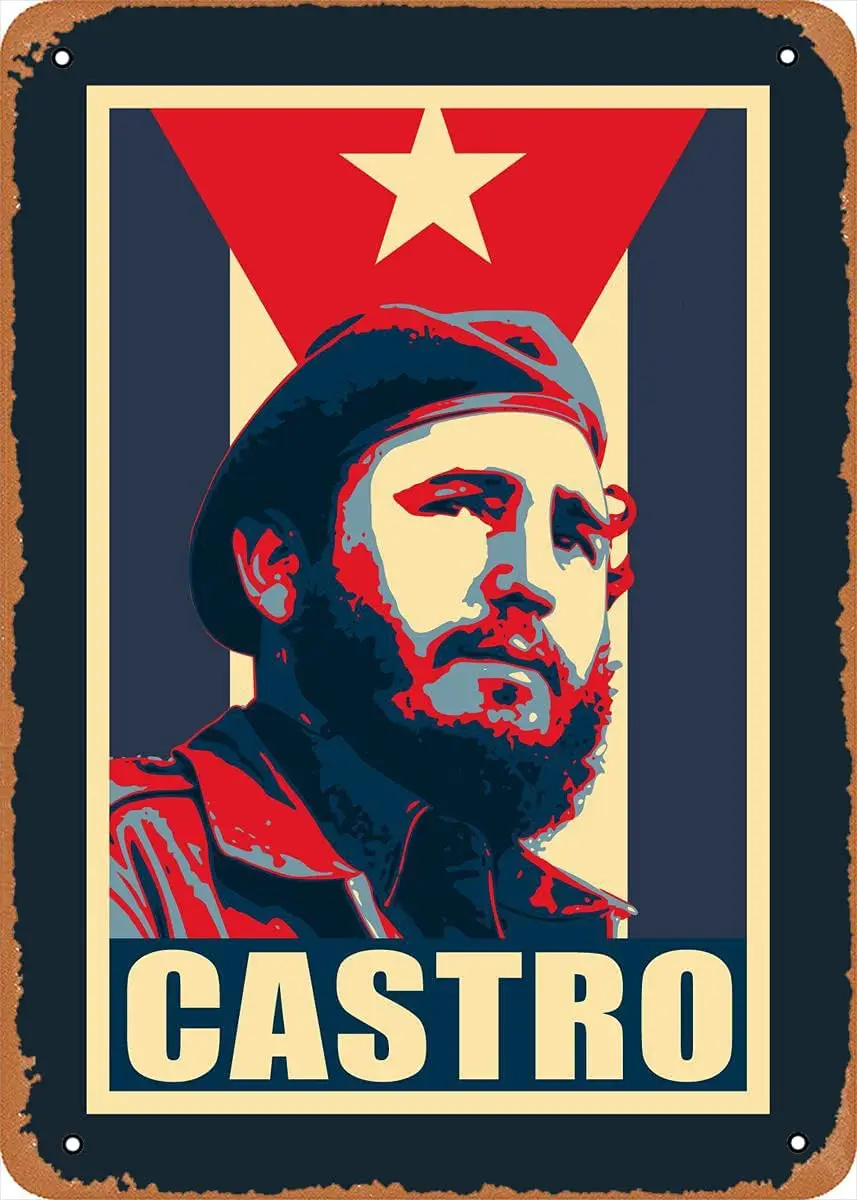 Fidel Castro Cuba Flag Hope Poster Style Retro Vintage Decorative Metal Tin Sign 8x12 Inch