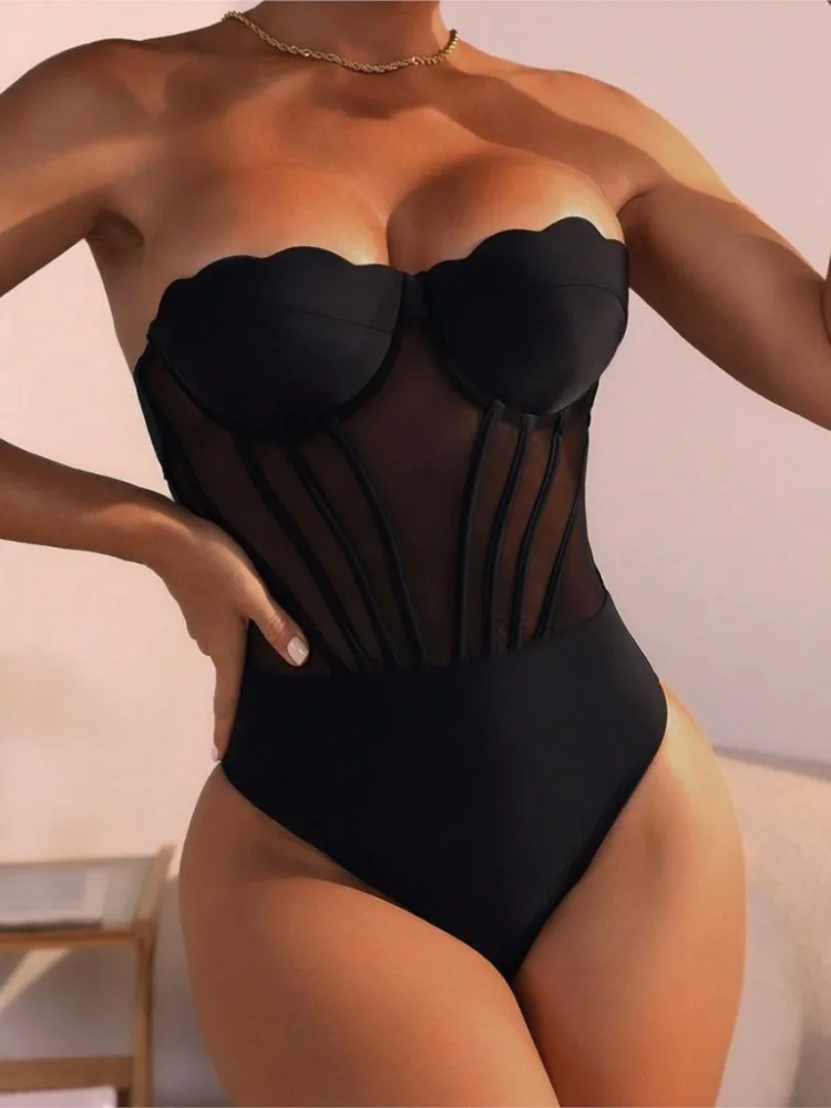 스커트가 달린 비키니 바디수트 수영복 여성용 여름 신상 러플 스플라이스 프린트 비치웨어 휴가 비키니 커버업 의상