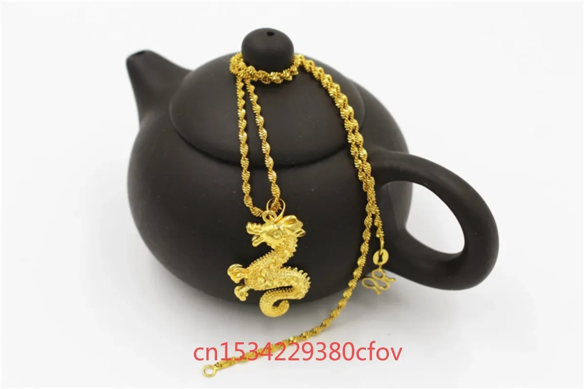 Long term European coin gold seahorse pendant necklace new simple improvement gold jewelry accessories women