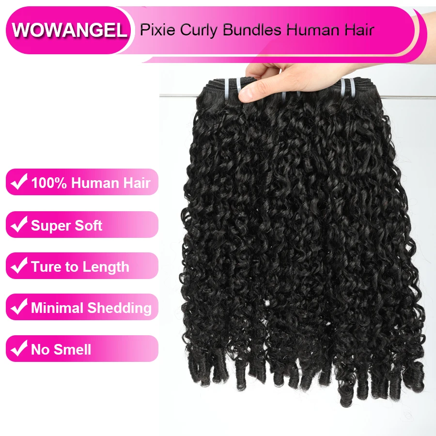 WOWANGEL Spiral-Lockenbündel 100% Unverarbeitetes Echthaar Bündel Pixie Burmesische Locken Zum Einnähen Haarverlängerung Schnellwebung – Detail 4