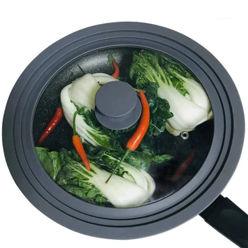 Promotion! Universal Lid For Pots,Pans And Skillets Tempered Glass Covers With Heat Resistant Silicone Rim Durable