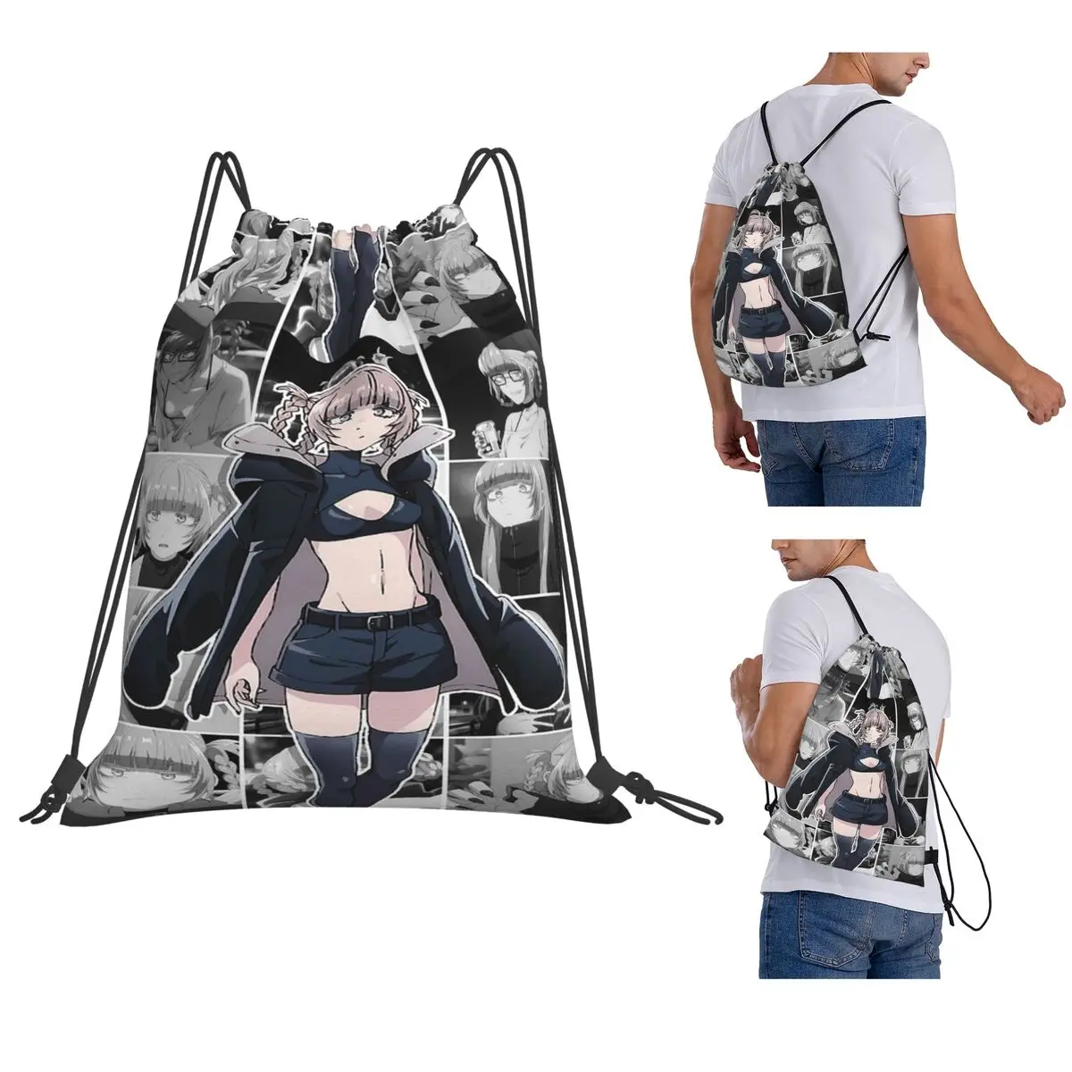 Call Of The Night Anime Nazuna Nanakusa Backpacks Portable Drawstring Bags Sports Bag Book Bags for Travel Students