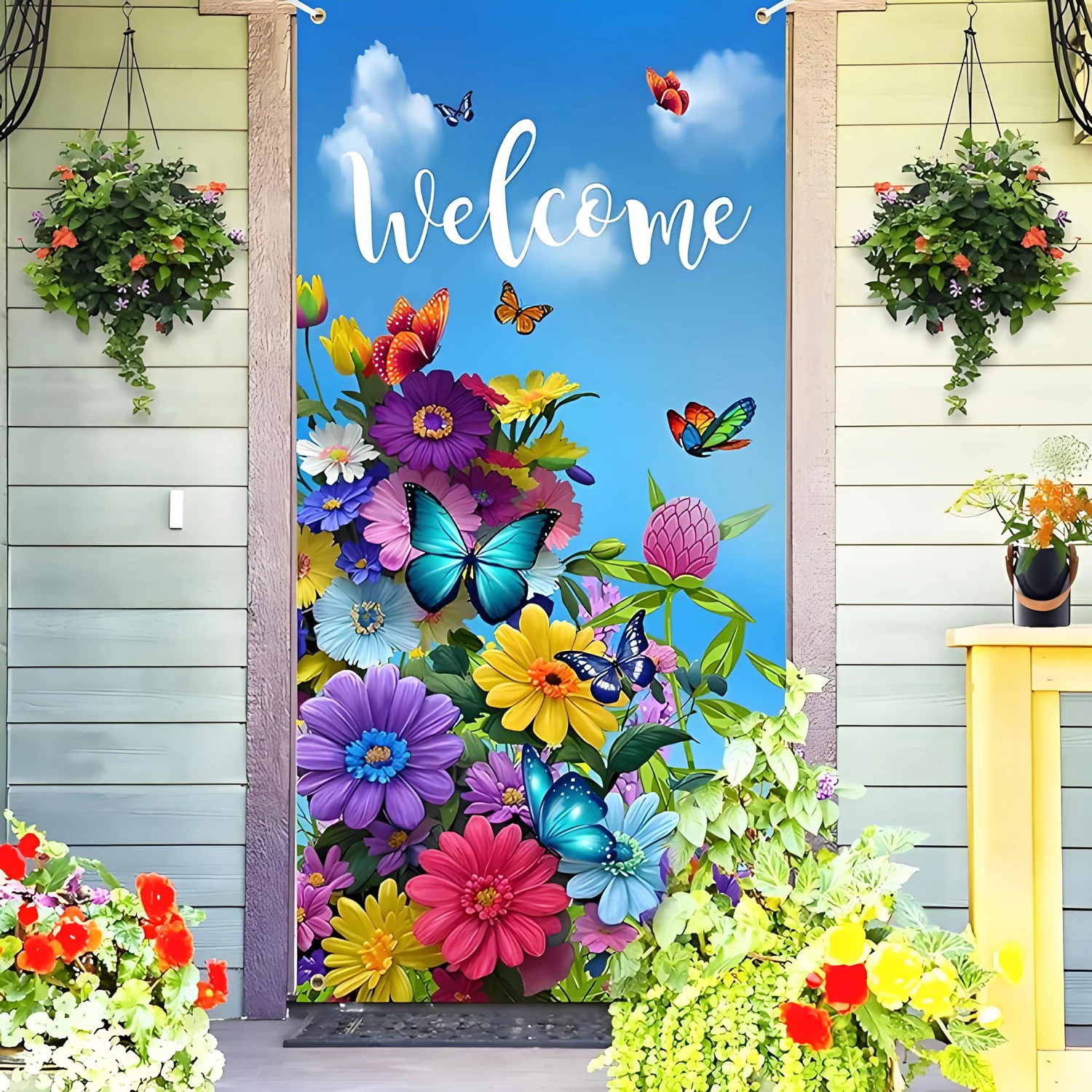 New Butterfly door cover Door decoration Butterfly Banner background Spring/Summer seasonal party indoor outdoor decoration