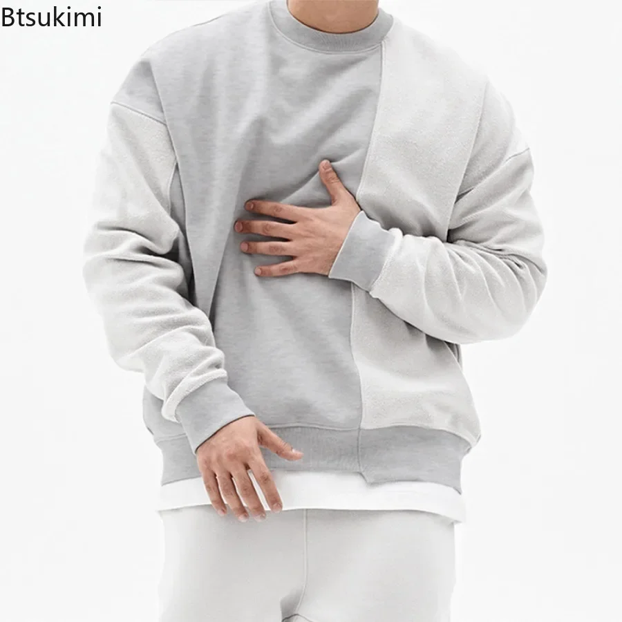 Nieuwe O-hals Hiphop Mannen Patchwrok Hoodies Sweatshirts Kwaliteit Casual Veelzijdige Pullovers Tops Mode Trend Sportkleding Voor Mannen