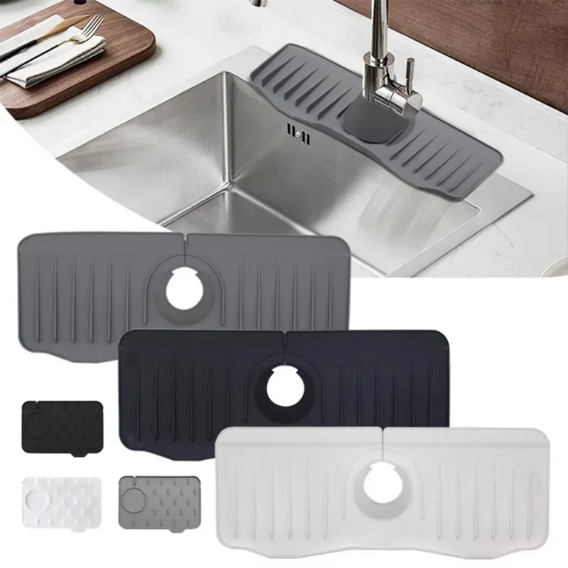 Kitchen Gadgets Silicone Faucet Absorbent Pad Shelf Sink Splash Catcher Countertop Protective Mat Bathroom Drain Mat Acceesories