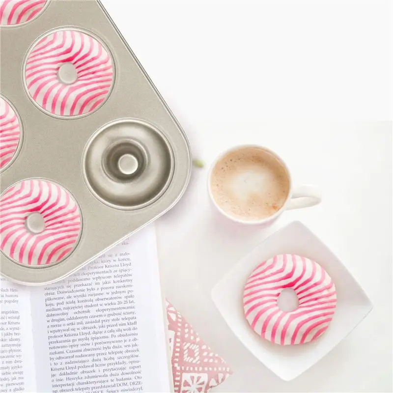 BMBY-Madeleine Pan,4 Pieces Donut Baking Tray, Carbon Steel Donut Mold, Donut Baking Dish Bag Mould 6 Doughnuts