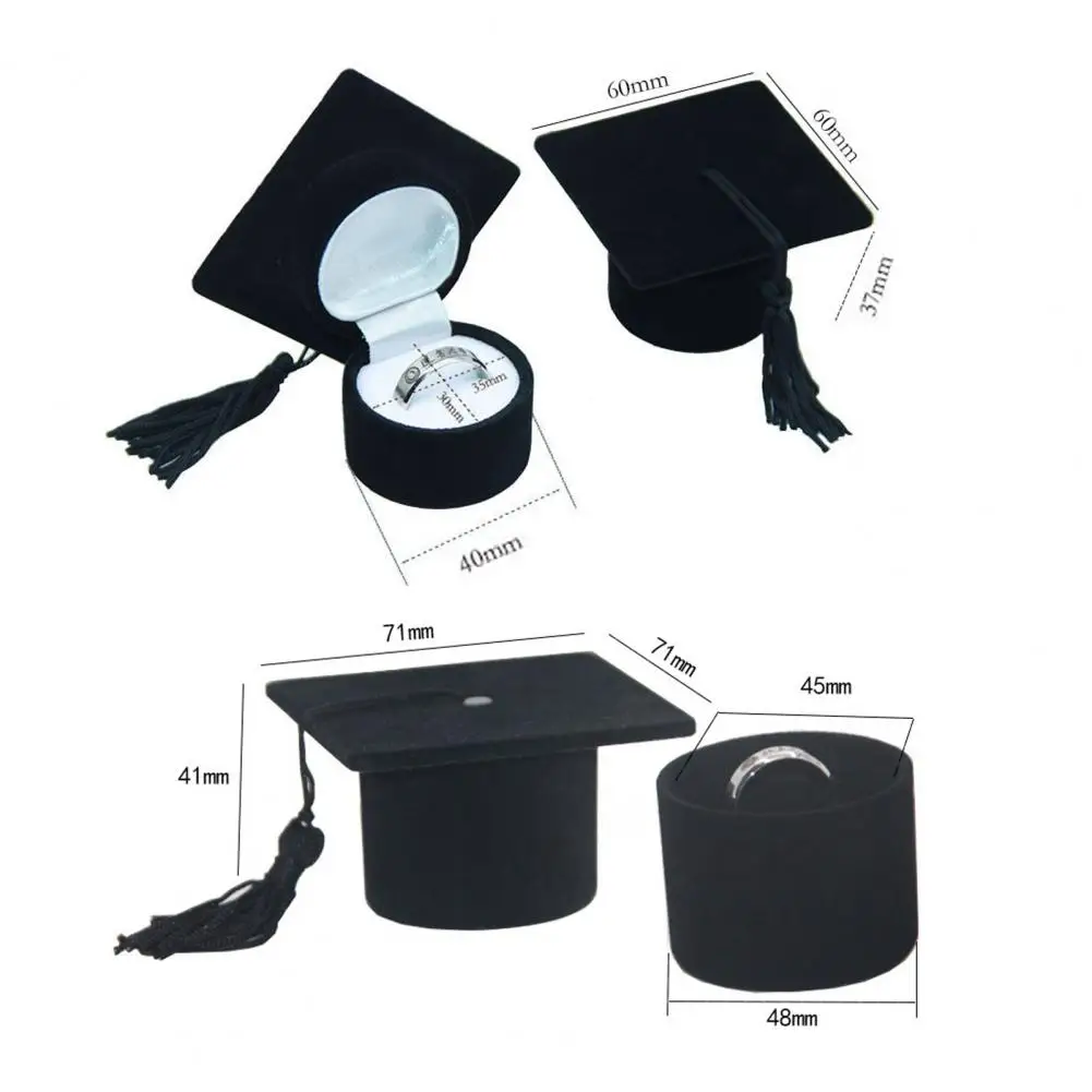 Proposal Ring Box Graduation Hat Display Flannel Jewelry Storage Box Ring Organizer Case Graduation Ring Gifts Box Packaging