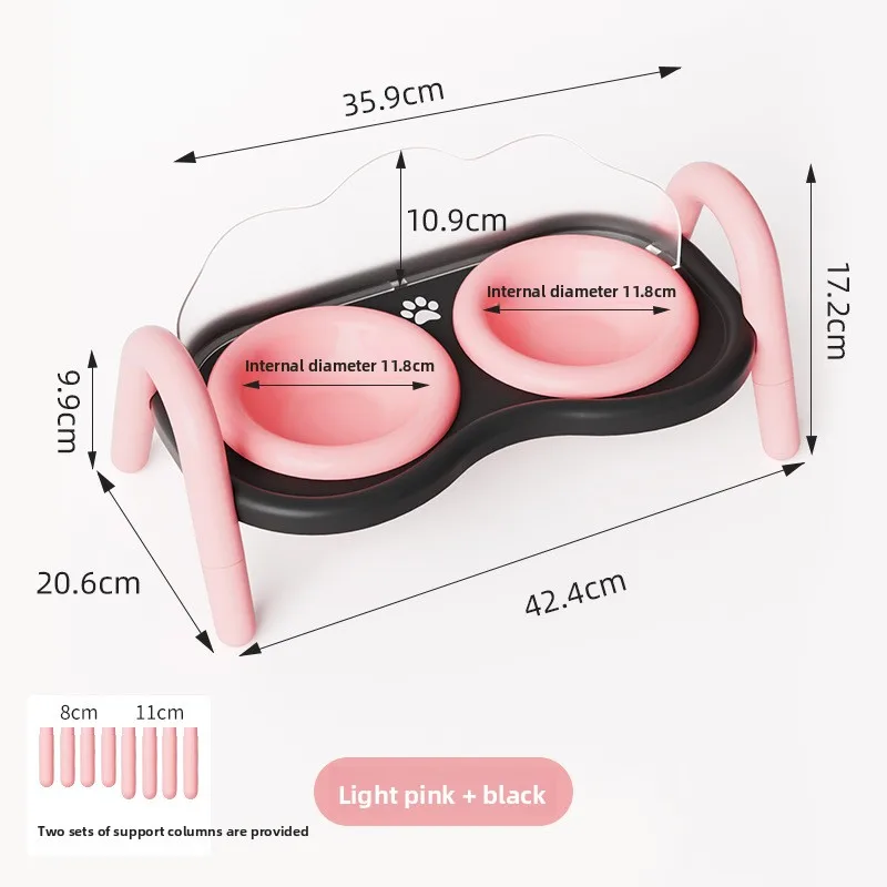 

Новая керамическая миска для кошек, кремовая двойная миска для домашних животных, антидетонационная миска для собак, питьевая вода, принадлежности для кормления домашних животных «два в одном»