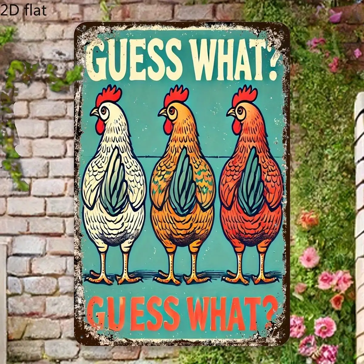 Novelty Guess What Chicken Butt Sign Heavy Duty Iron Metal Tin Sign Bar Home Bathroom Decor