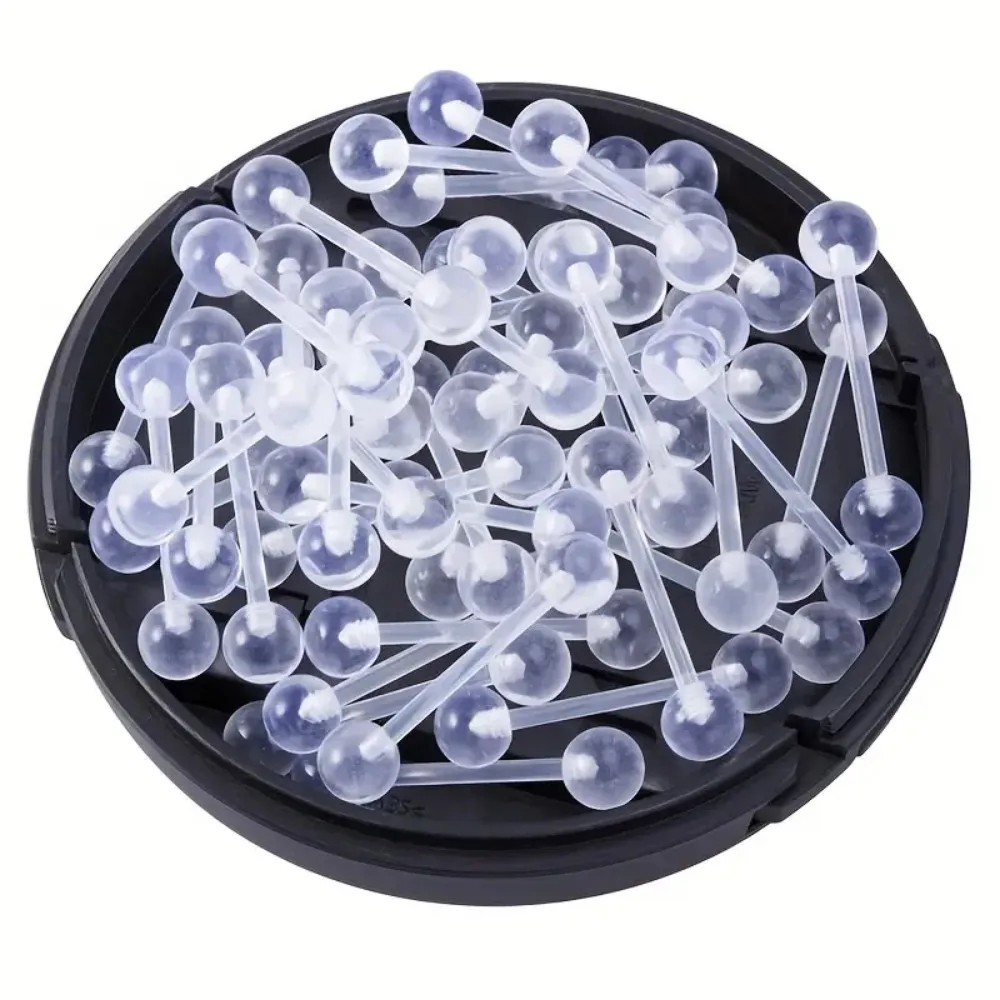 JKC Store 10pcs Acrylic Barbell Set Flexible Clear Body Piercing Jewelry for Tongue Nipple Cartilage Industrial Helix 12-38mm