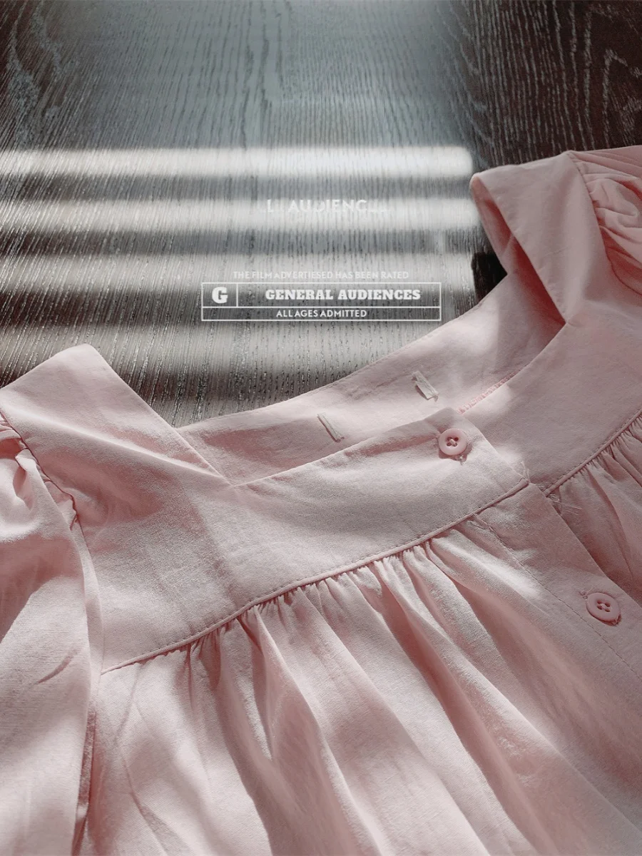 

Pink Loose Bubble Sve irt Square Collar Doll irt Casual Sle ort Sve Regular Length Faionable Women's Top