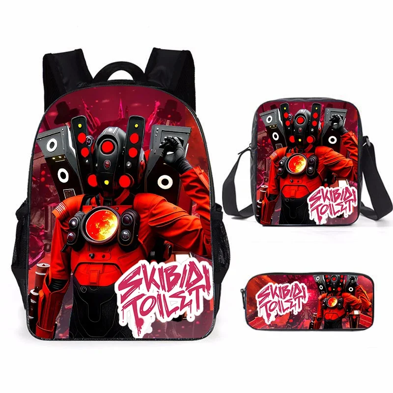 Skibidi 변기 타이탄 스피커맨 어린이 배낭, 십대 어린이 학교 가방, 배낭 애니메이션 여행 배낭 연필 가방