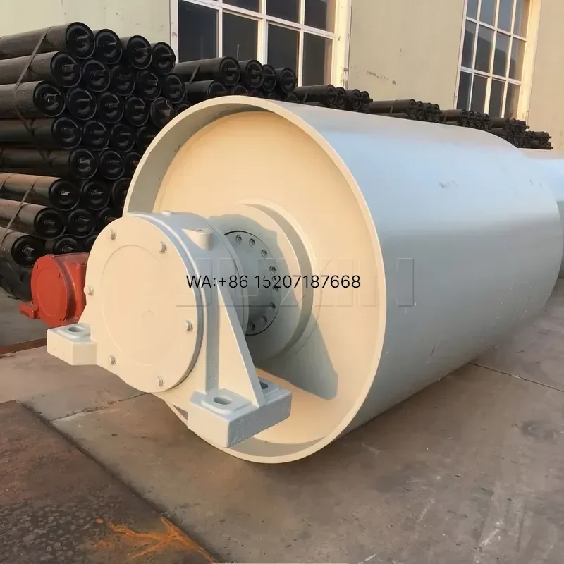 Wmwmnu Factory Price Drive Head Pulley Conveyor Tail Drum Rubber Coated for Belt Conveyor System in Mining Quarry Aggregate