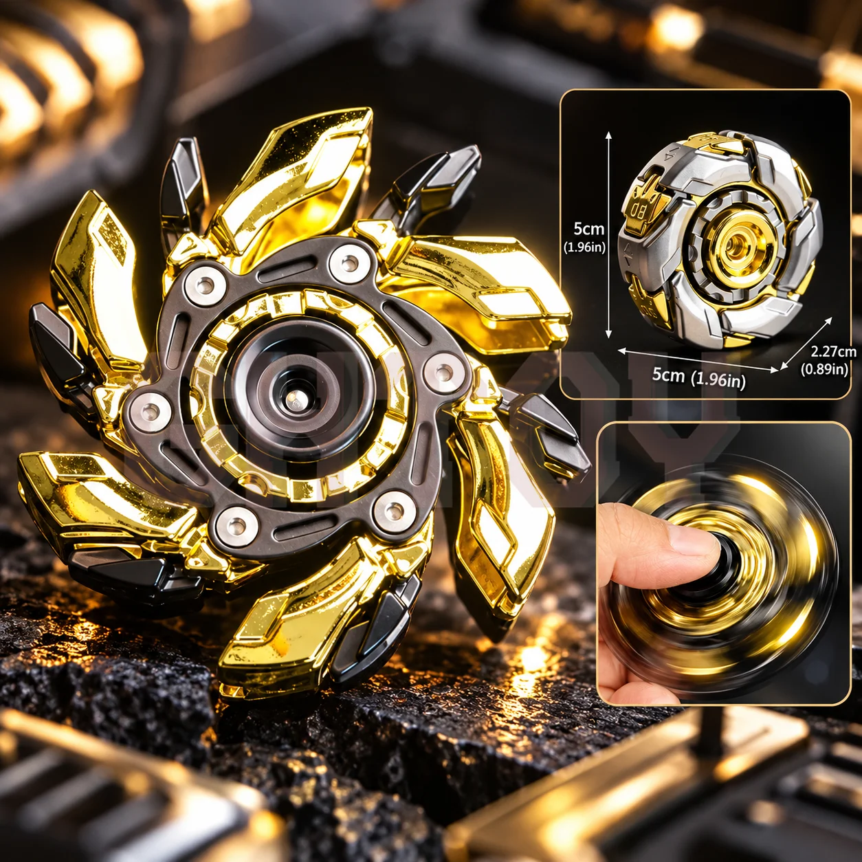 EDC Metal Fidget Spinner Transforming Mechanical Hand Spinner Rotating Stress Relief Desk Toy Pocket Sensory Fidget Toy Adult