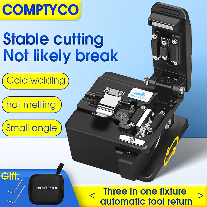 COMPTYCO S-08 Fiber Cleaver Fiber Optic Cable Cutter Optical Fiber Cold Connection/Fusion Splicing Cutting Knife 16 Sided Blade