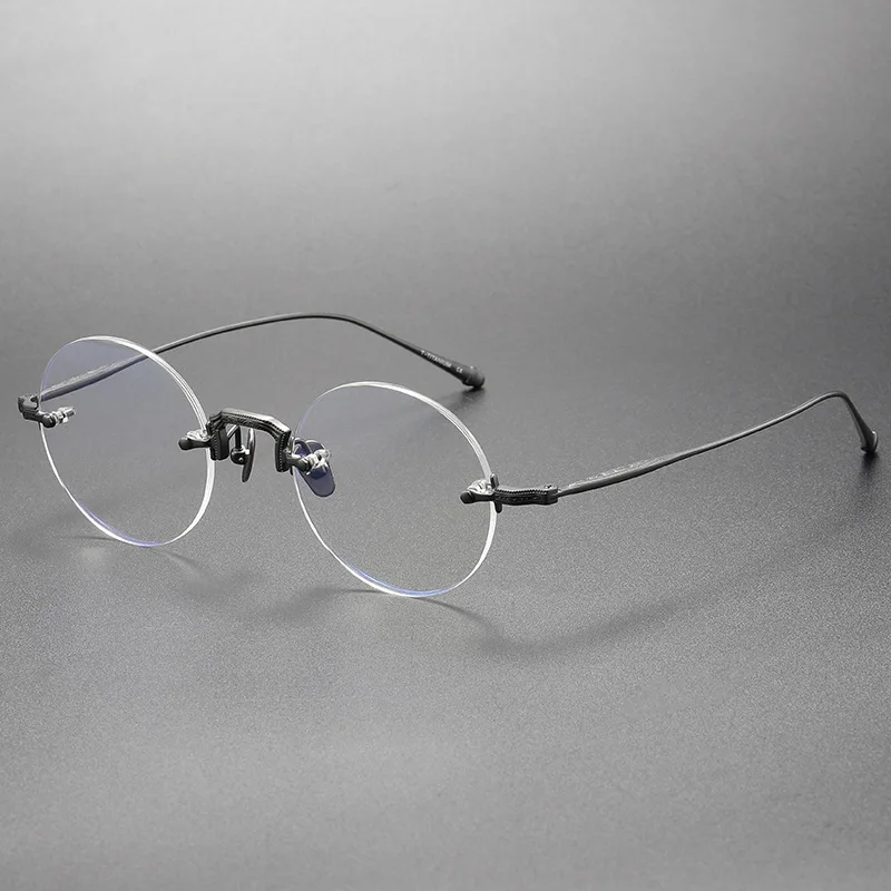 2025 Luxury Brand Designer Men's Round Rimless Titanium Glasses Women Frameless Ultralight Optical Prescription Lens Eyeglasses