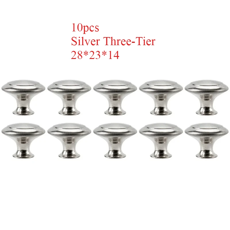 10Pcs Silver Three-Tier 304 Stainless Steel Single Hole Round Door Knob, Modern Wardrobe Cabinet Drawer Pull Handle