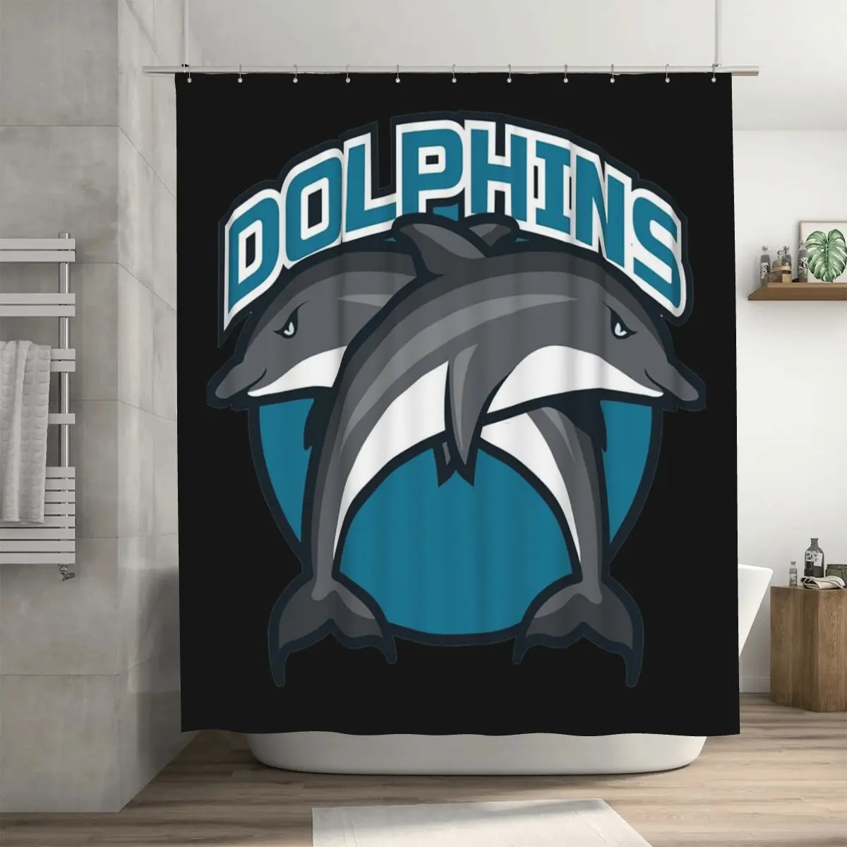 

Ocean Inside Dolphin Shower Curtain Bathroom Polyester Waterproof Bath Curtains with Hooks