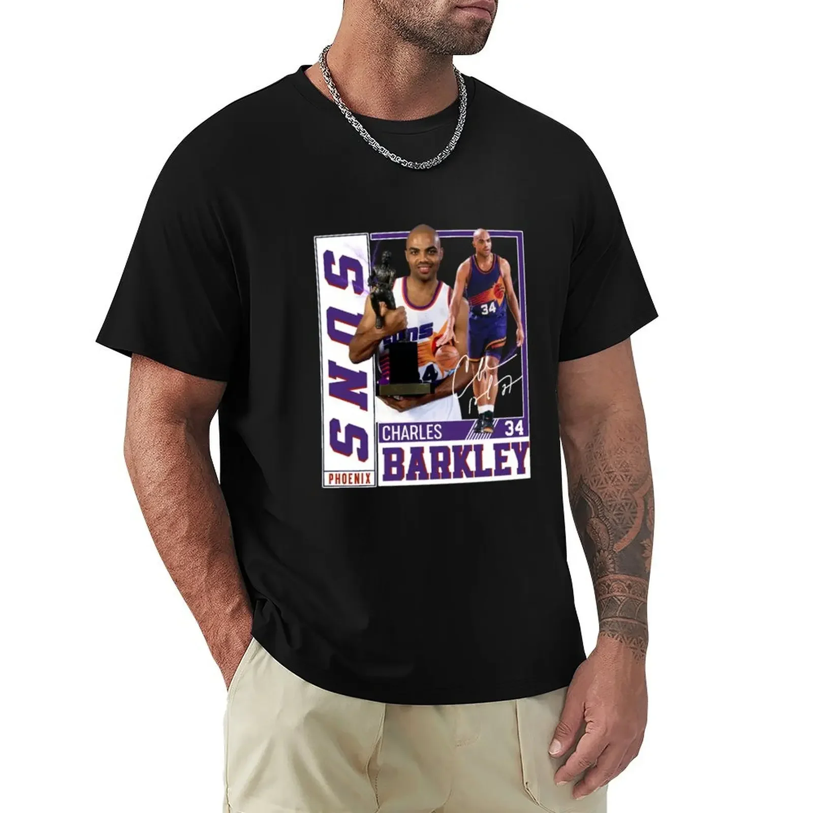 Charles Barkley The Chuck Basketball Legend Signature Vintage Graphic Retro Bootleg Style T-Shirt street wear plain t shirts men