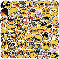 50Pcs Cute Smiling Faces Cartoon Funny Sticker Kawaii Creative Waterproof Decal for Laptop Luggage DIY Child Phone Stationery