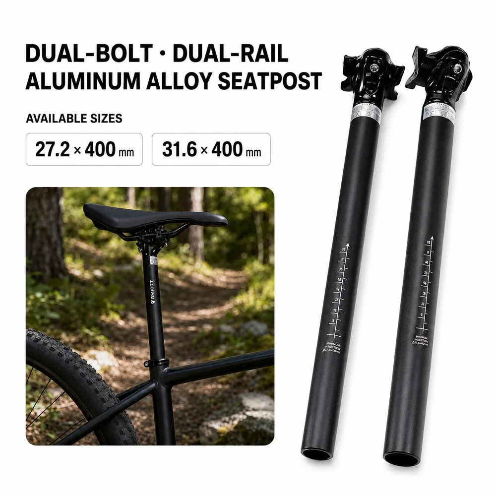 RMIOTT Aluminiumlegierung Fahrradsattelstütze 27,2 31,6 X 400mm Doppelbolzen Verstellbare Sattelstütze für MTB Rennrad