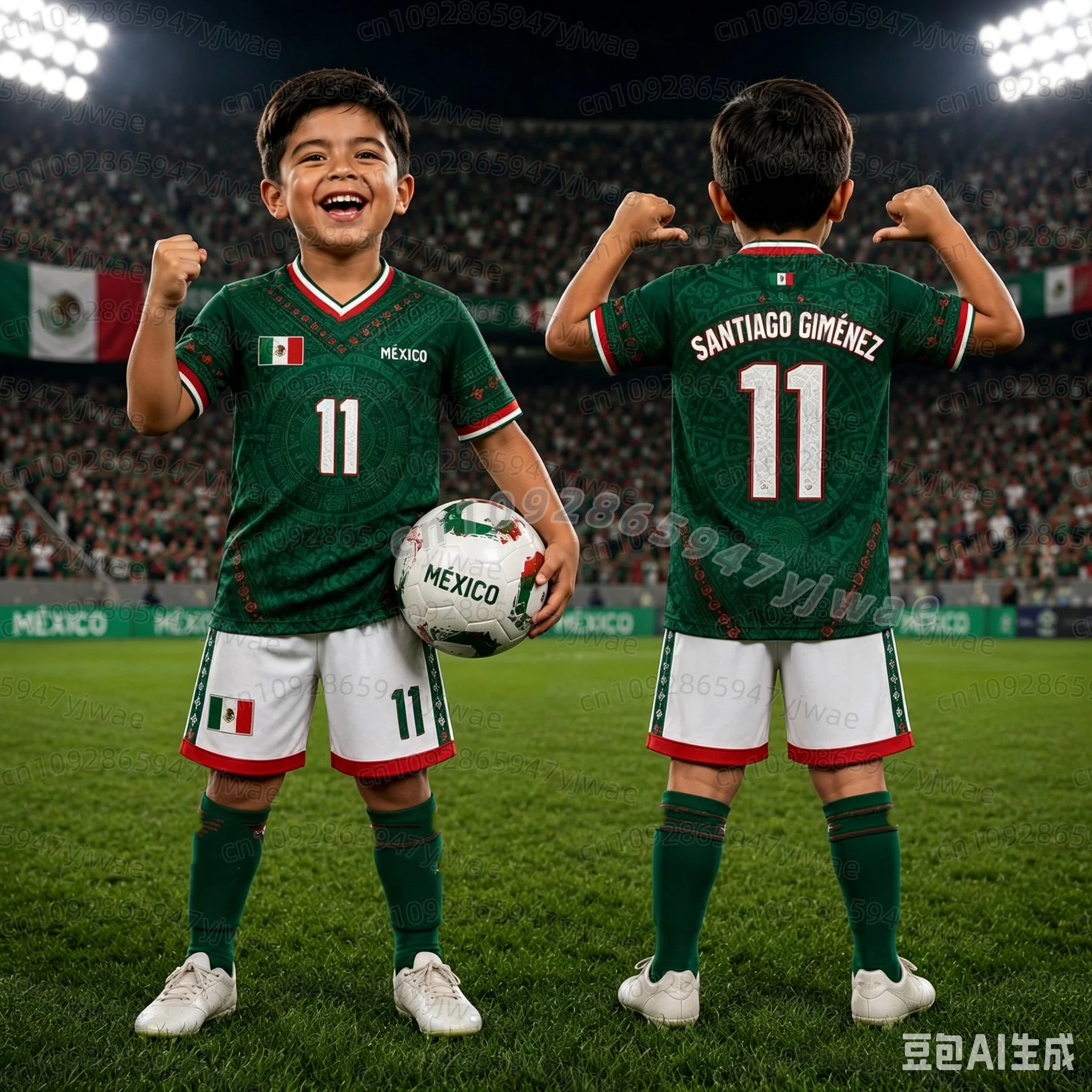 26 Special SANTIAGO GIMÉNEZ NO.11 Football Jersey Tee Shorts Set Women Men Mexico Fans  Shorts Set Kids Tracksuit 2 Piece Set
