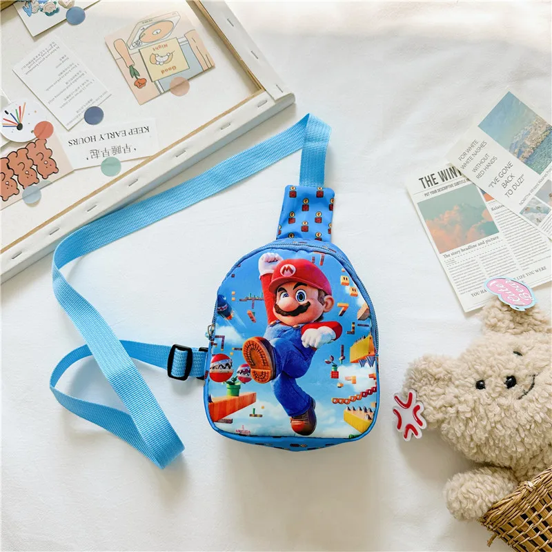 Kaiwail Super Mario Children's Shoulder Bag Fashion Animation Luigi Mario Kids Chest Bag Large Change Storage Bag Birthday Gift