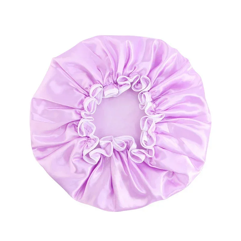 Toucas de cabelo de cetim para mulheres dormindo, gorros de banho, camada dupla ajustável, capa de chapéu, acessórios de estilo de cabelo encaracolado