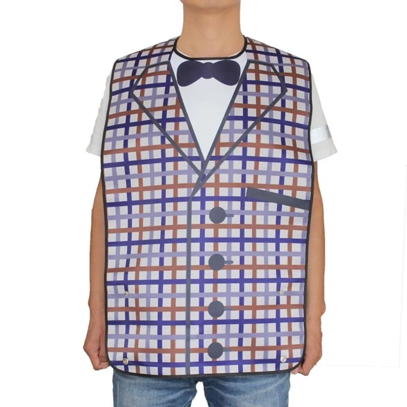 

J15U Large Adult Elders Dining Mealtime Bib Cloth Clothing Protector Disability Aid Apron Waterproof Washable Reusable