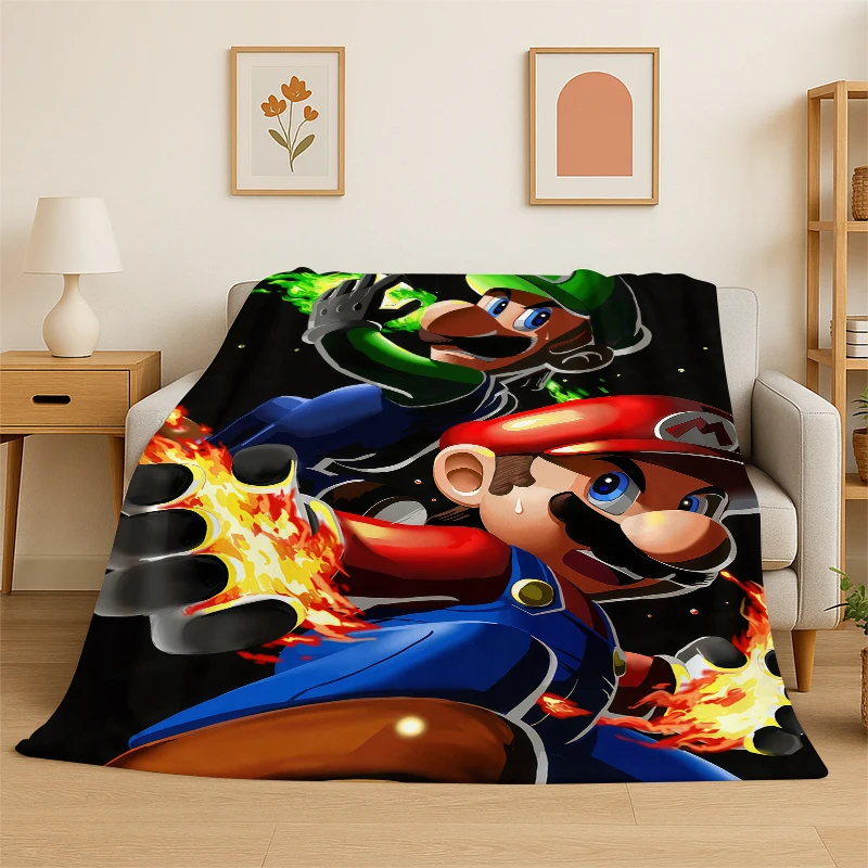 3D Classic M-Mario Game Soft Plush Blanket,Flannel Throw Blanket for Living Room Bedroom Bed Sofa Cover Picnic Office Gift