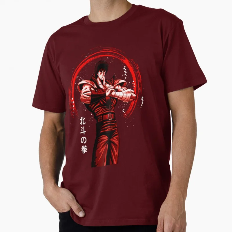 เสื้อยืดลายการ์ตูนเรโทร ฟิสต์ ออฟ เดอะ นอร์ธ สตาร์ รุ่นเรจจิ้ง จัสติซ เคนชิโร่  ไซส์ใหญ่ ผ้าฝ้าย 100% พิมพ์ลาย