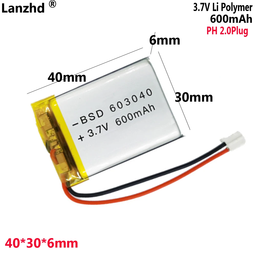 PH2.0 3.7V 303040 403040 503040 603040 703040 803040 903040 103040 123040 Lithium Lipo Li-ion Polymer Battery