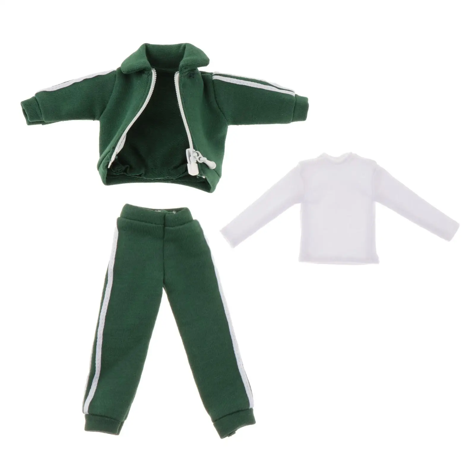 1/12 Male Figure Clothes Three Piece Set Miniature Backing Long Sleeved Casual Tracksuit 6 Inch Doll Clothing