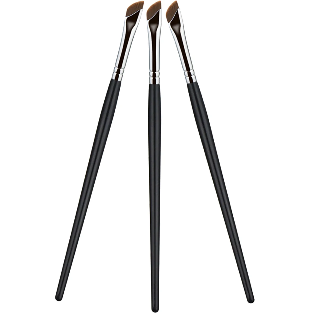 

3pcs Eyebrow Brush Set Travel Size Sturdy Handle Flexible For Eyeshadow Eyeliner Concealer Women Girls Flat Angled Eye Liner
