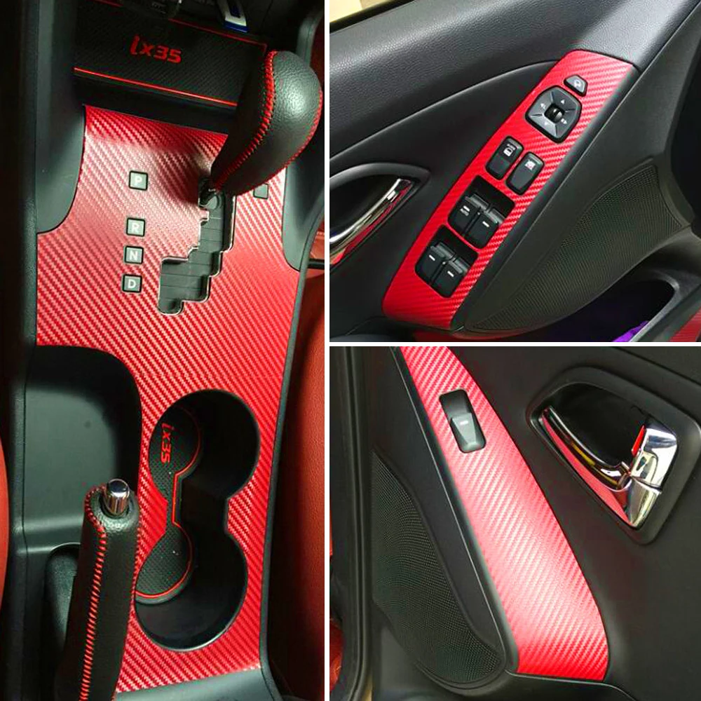 For Hyundai ix35 2010-2017 Interior Central Control Panel Door Handle 3D/5DCarbon Fiber Stickers Decals Car styling Accessorie