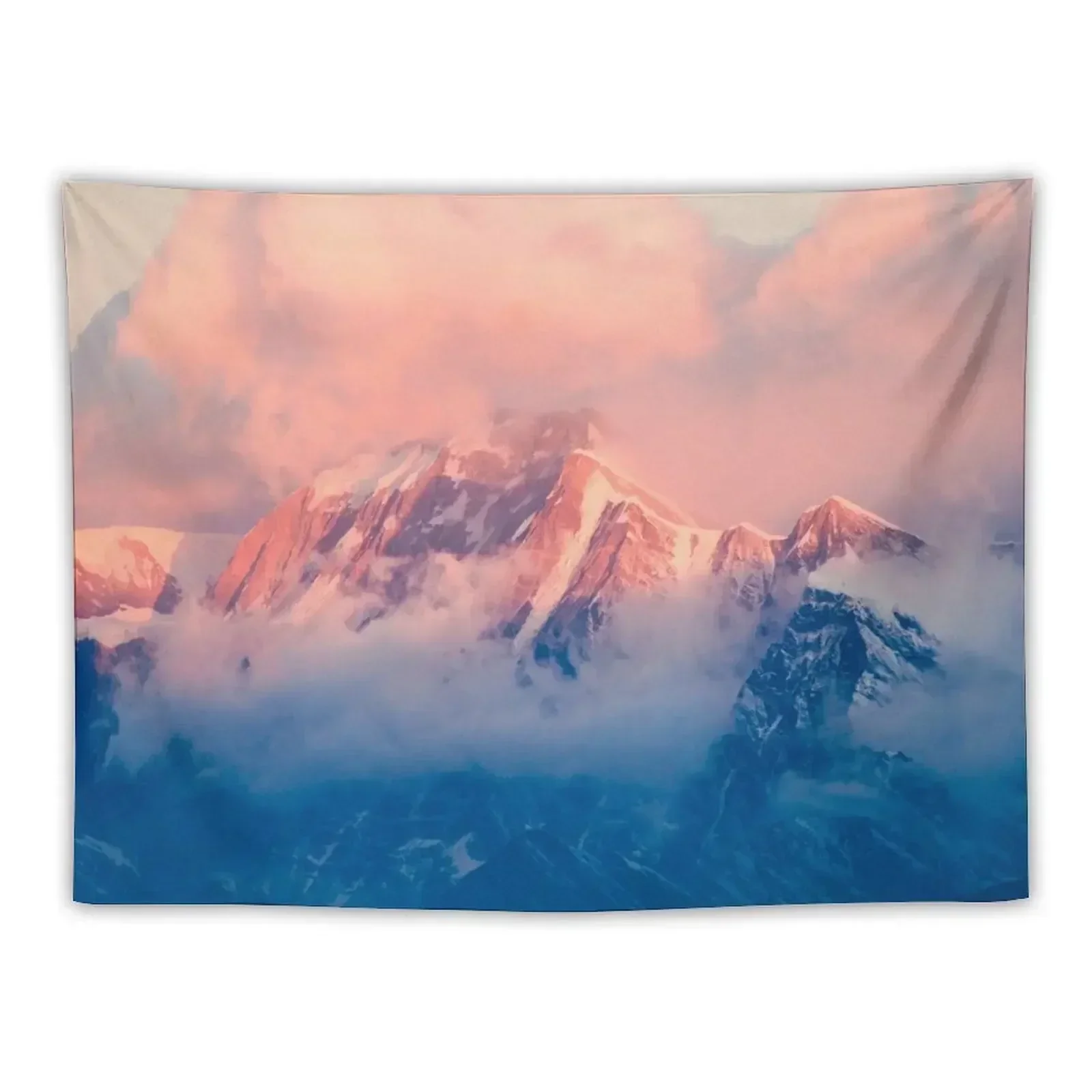 

Snow Mountain at Pink Sunset Tapestry Japanese Room Decor Home And Comfort Decor Aesthetic Room Decor Korean Tapestry