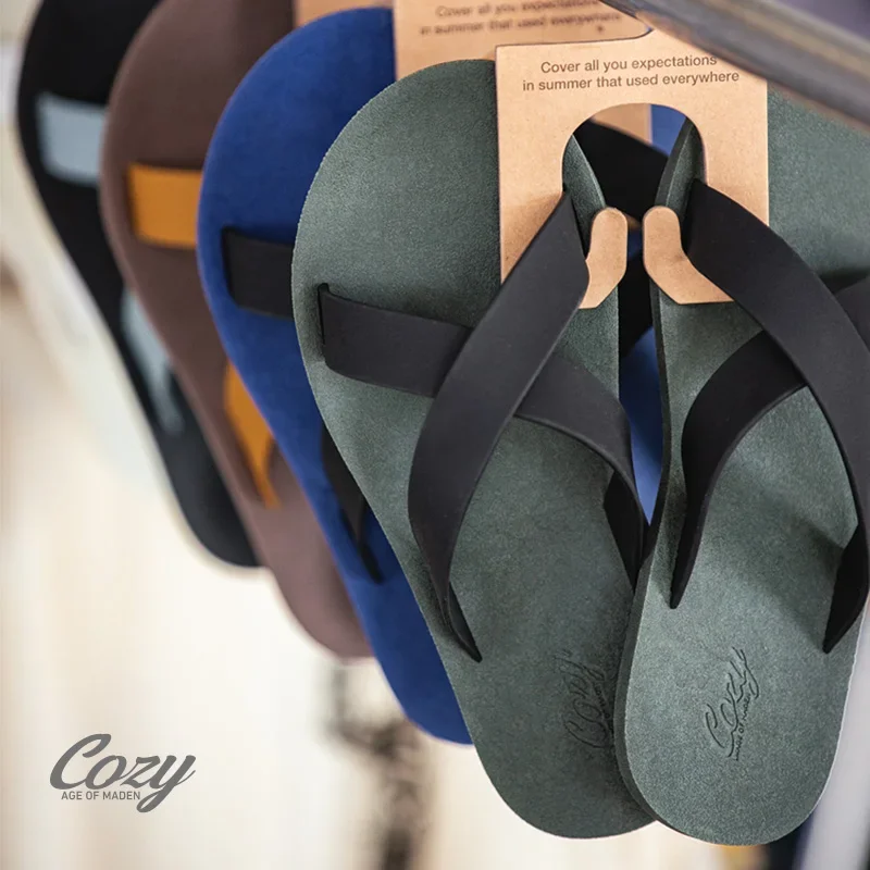 Maden Men's Contrast Color Rubber Sandals Non-Slip Beach Vacation for Summer Outdoor Casual Slippers Comfort Cross Flip Flops