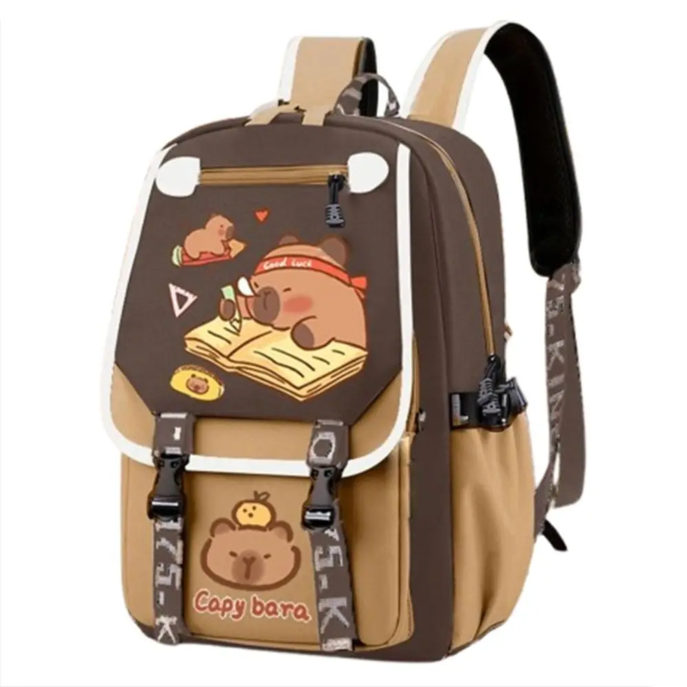 Mochila Capybara con múltiples compartimentos, bolso escolar impermeable de tela Oxford con dibujos de animales, gran capacidad, multifuncional
